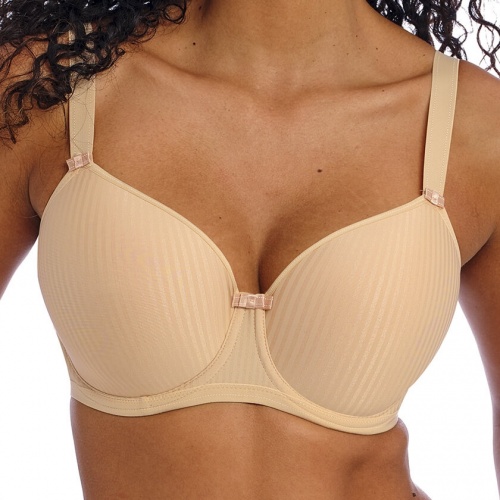 nude underwired moulded balcony T-shirt bra - front view