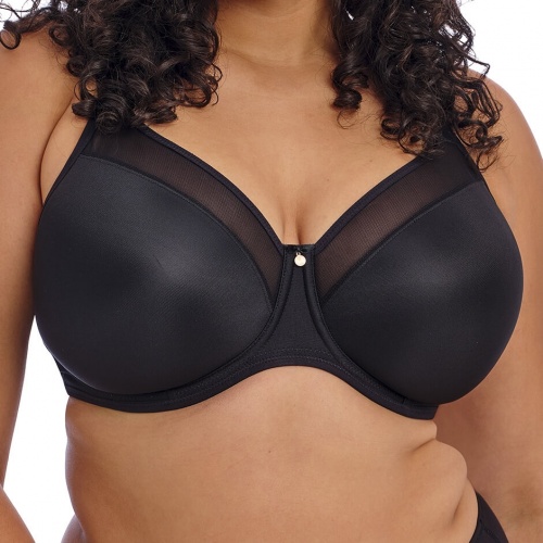 Smooth underwired moulded non-padded bra in black front view