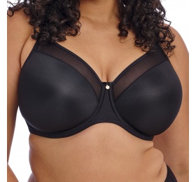 Smooth underwired moulded non-padded bra in black front view