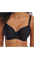 black underwired moulded balcony T-shirt bra - front view