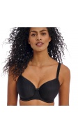 black underwired moulded balcony T-shirt bra - front view of model