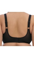 Smooth underwired moulded non-padded bra in black rear view